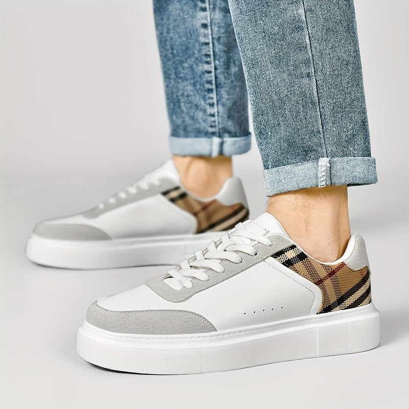 Men's Fashionable Street Sneakers - Comfortable & Non-Slip for City Exploration & Outdoor Activities - Robust Lace-Up Skate Shoes Suitable for Casual Attire