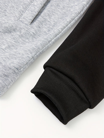 Տղամարդու գունավոր բլոկներով գլխարկով բաճկոն սպորտի և բացօթյա սպորտի համար, նորաձև հանգստի համար