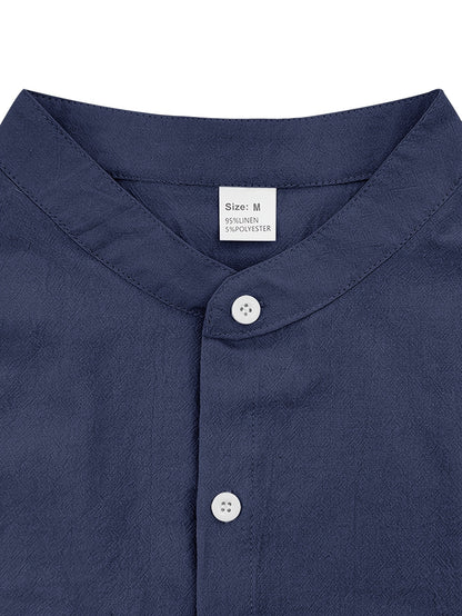 Men's Casual Linen Short Sleeve Shirt & Shorts Set for Summer