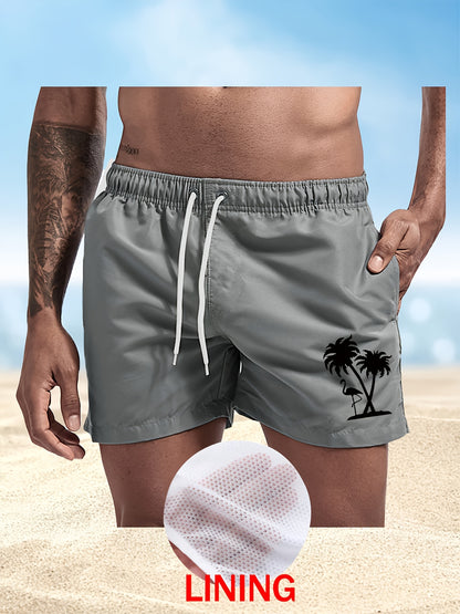 Men's Quick-Dry Flamingo Print Lightweight Beach Shorts