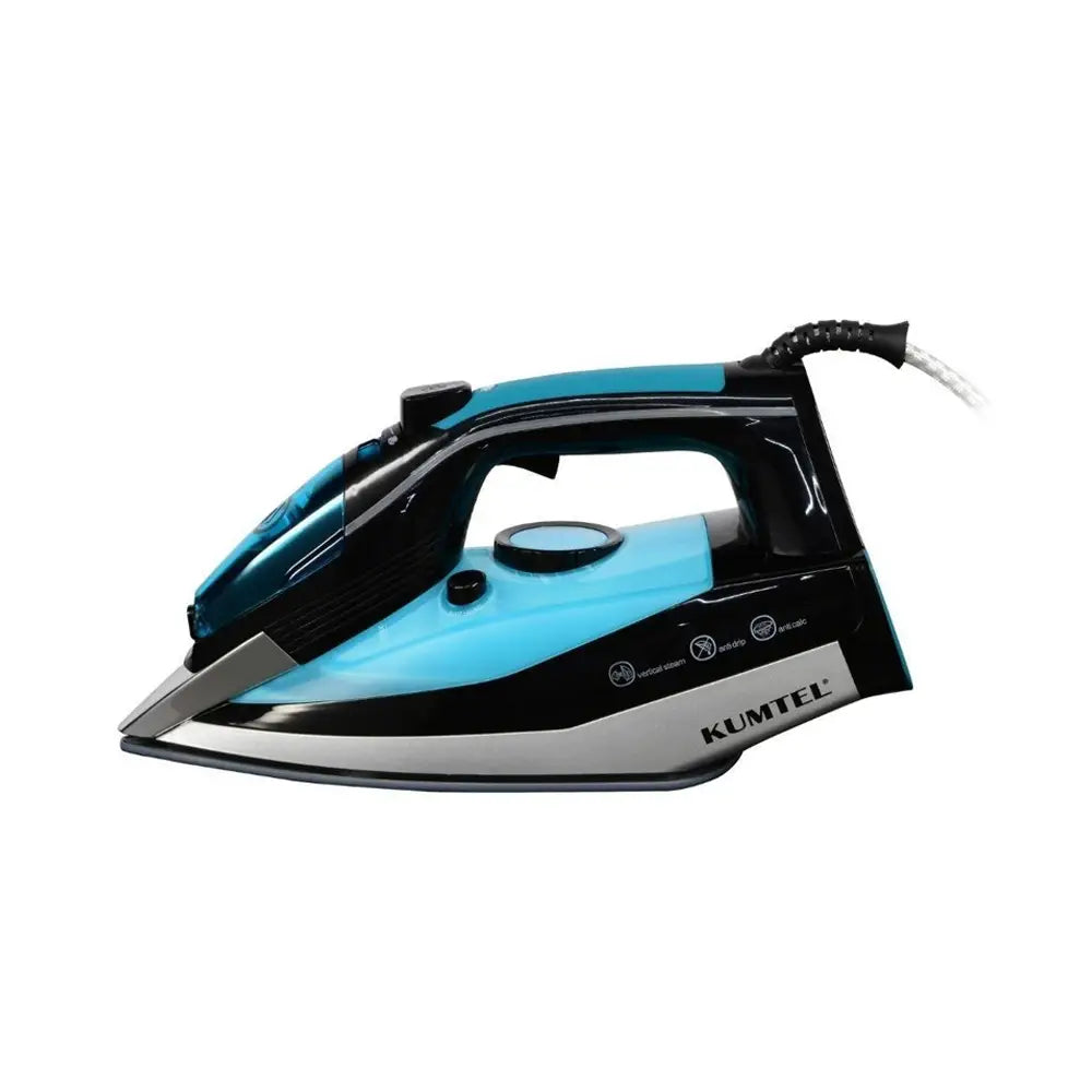 KUMTEL Blue Steam Iron with Ceramic Soleplate 2500W