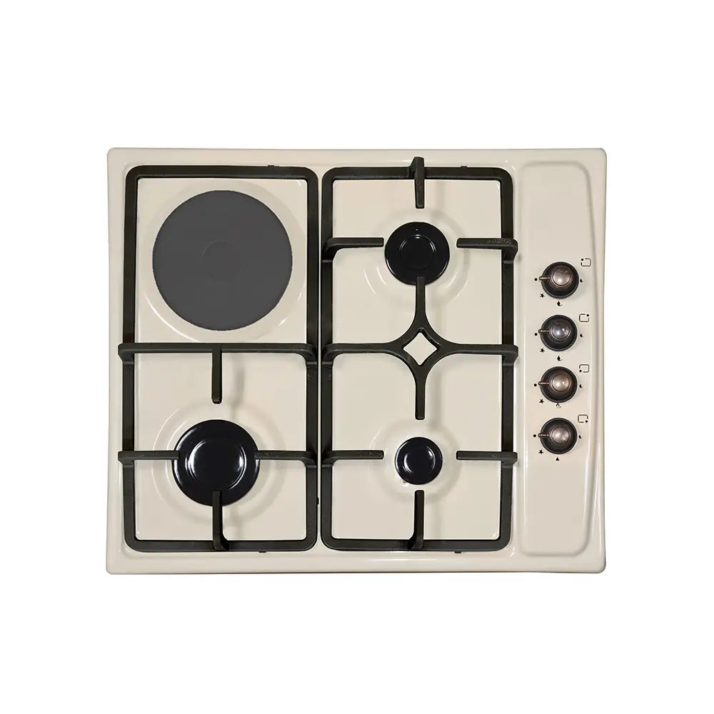 LUXELL Bej Rustik Built-In 3-Burner Gas & Electric Stove