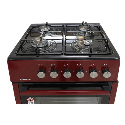 Luxell LF66-GE40F 4-Burner Red Gas Stove with Timer