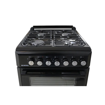 KUMTEL 4-Burner Gas Stove with Electric Oven, Black