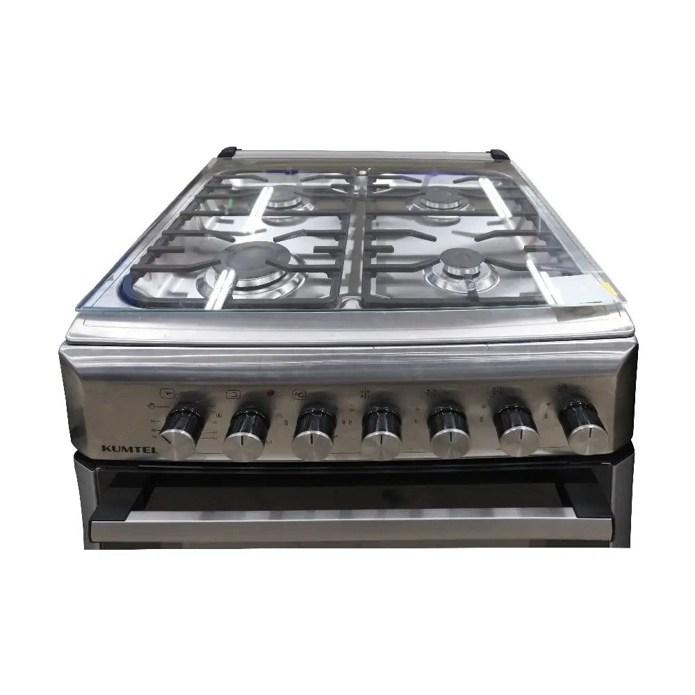 KUMTEL 4-Burner Gas Stove with Electric Oven Stainless Steel