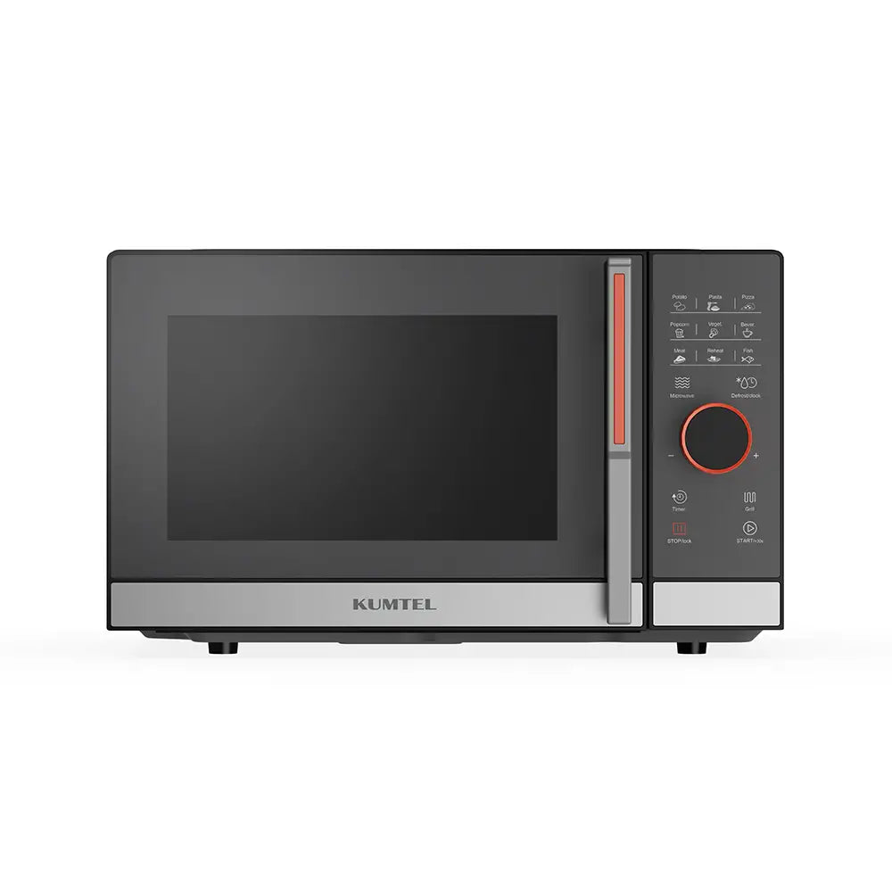 KUMTEL 23L Gray Microwave Oven with Grill and Touch Control