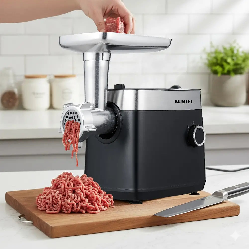 KUMTEL Electric Meat Grinder with Reverse Function & Attachments