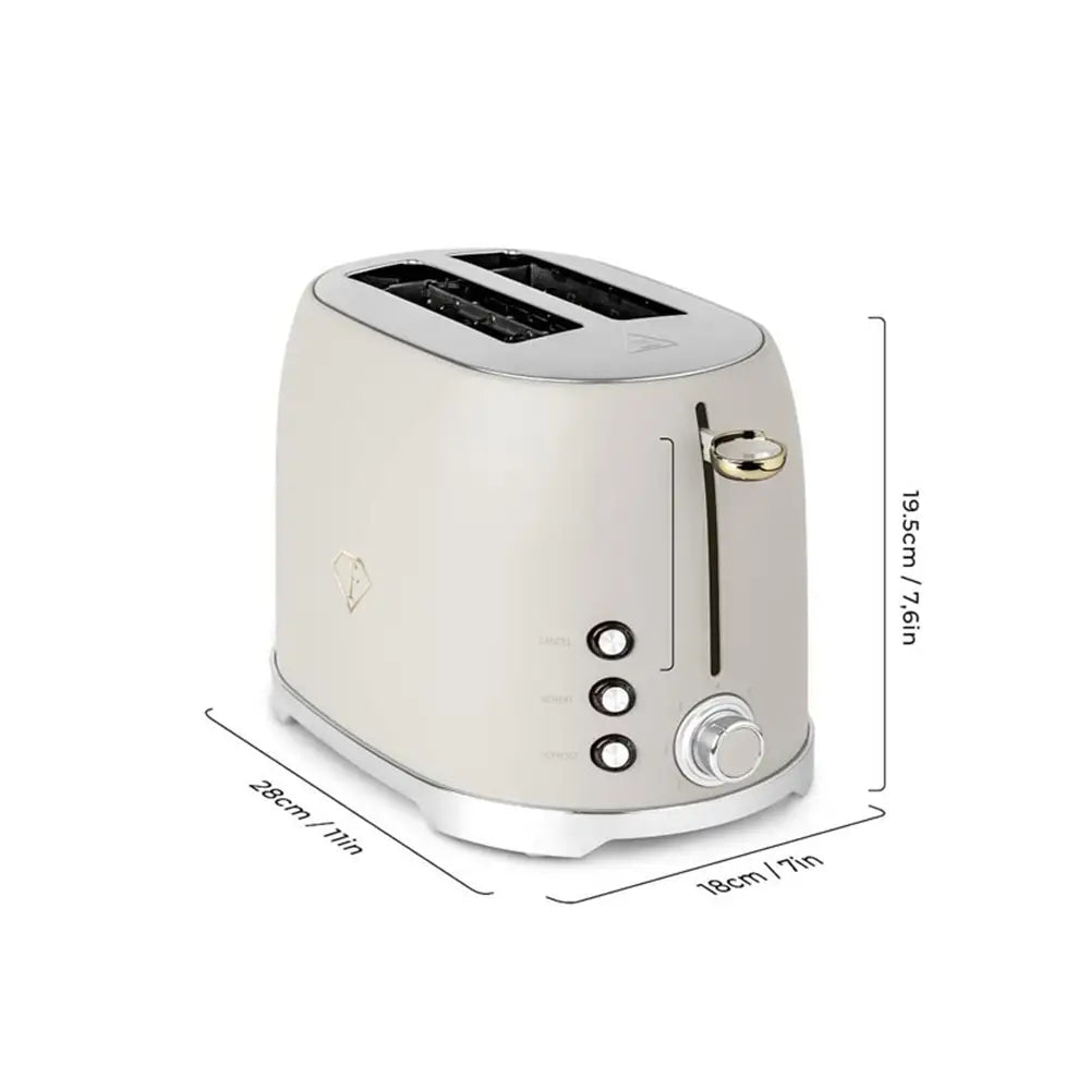 Cream-Gold Stainless Steel Toaster 850W with Safety Features