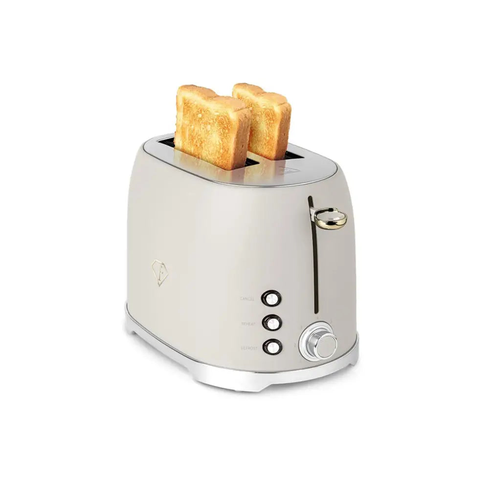 Cream-Gold Stainless Steel Toaster 850W with Safety Features
