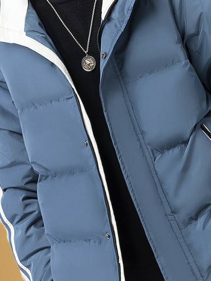 Men's Heavyweight Winter Coat - Hooded Jacket with Full-Zipper Closure, Insulated Outer Shell for Extreme Cold, Front Pockets - Dark Grey/White color, Hand Washable - Ideal for Everyday & Formal Cold Weather Outfits by OceanM