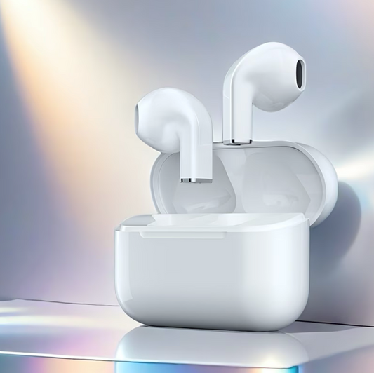 White Wireless Earbuds – Minimalist Glossy Charging Case - ayq