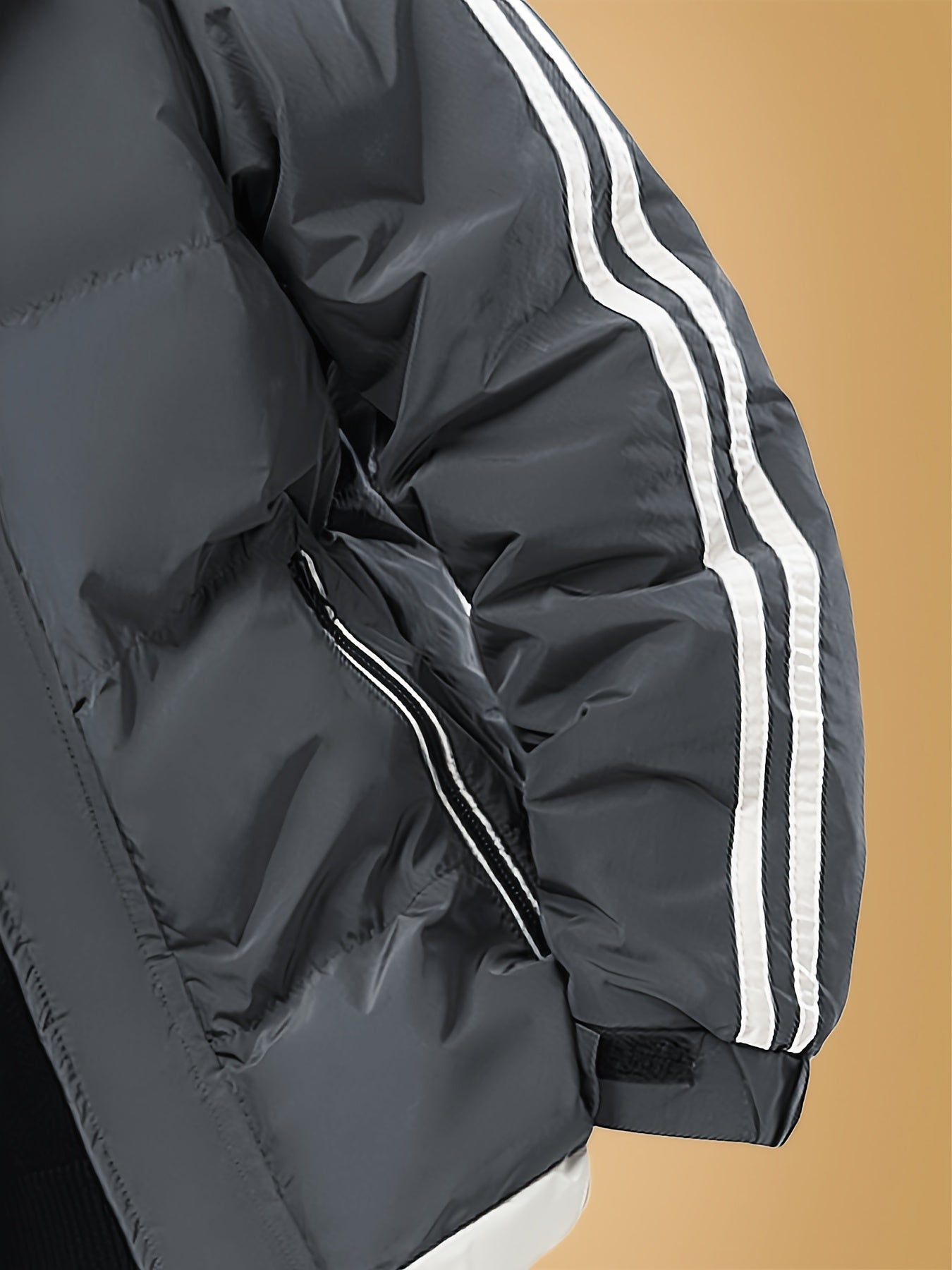 Men's Heavyweight Winter Coat - Hooded Jacket with Full-Zipper Closure, Insulated Outer Shell for Extreme Cold, Front Pockets - Dark Grey/White color, Hand Washable - Ideal for Everyday & Formal Cold Weather Outfits by OceanM