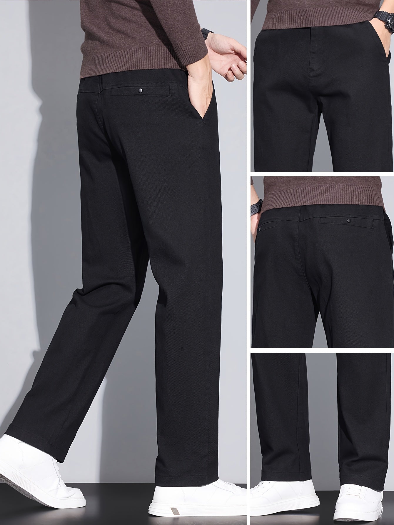 Men's Slim Fit Straight-Leg Casual Pants, Lightweight & Durable