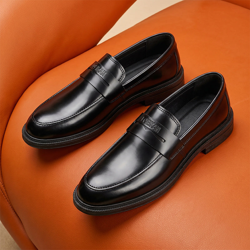 Men's Black Round Toe Loafers - Breathable Soft Sole, All-Season
