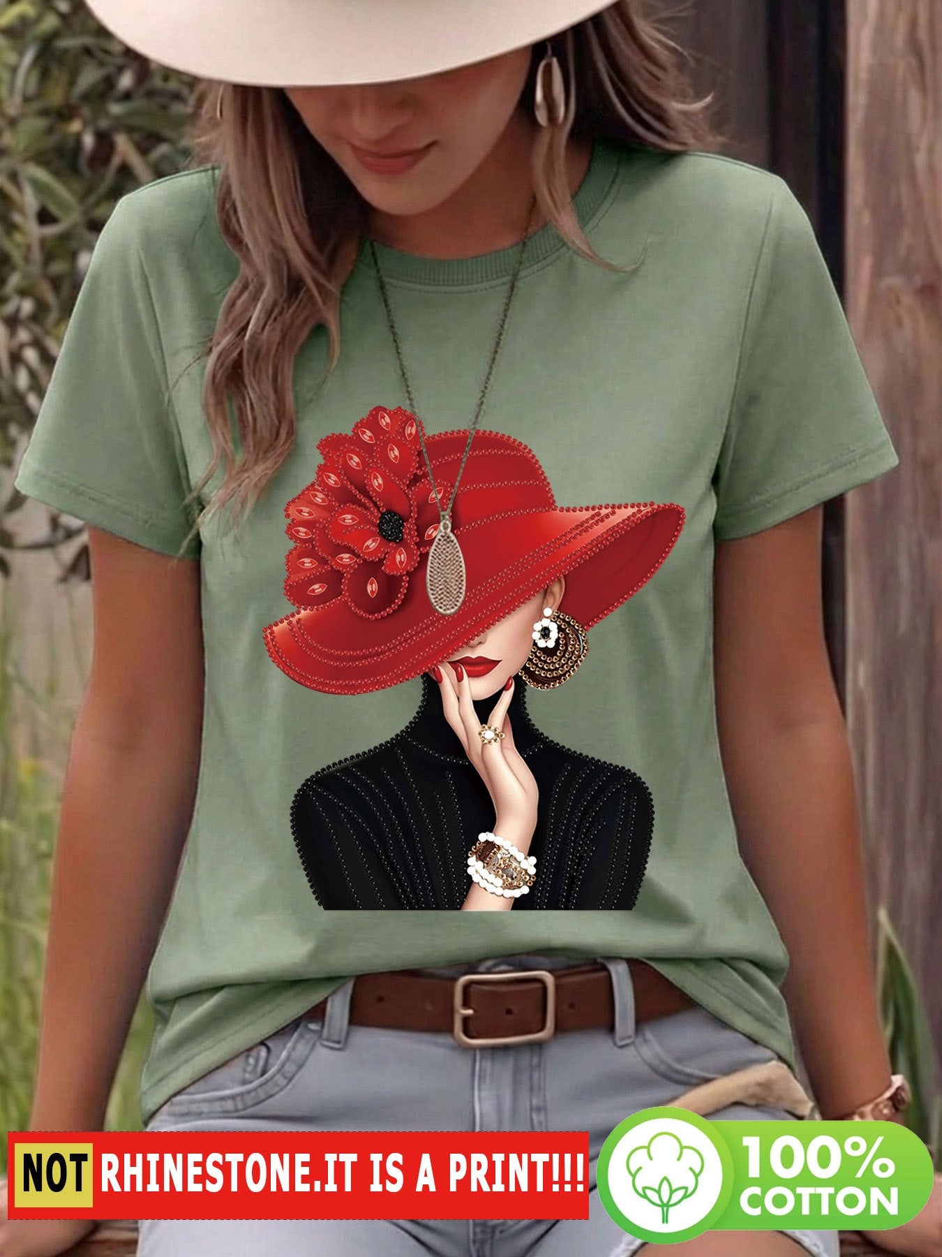 Women's Spring Summer Cotton Casual Floral Print T-Shirt