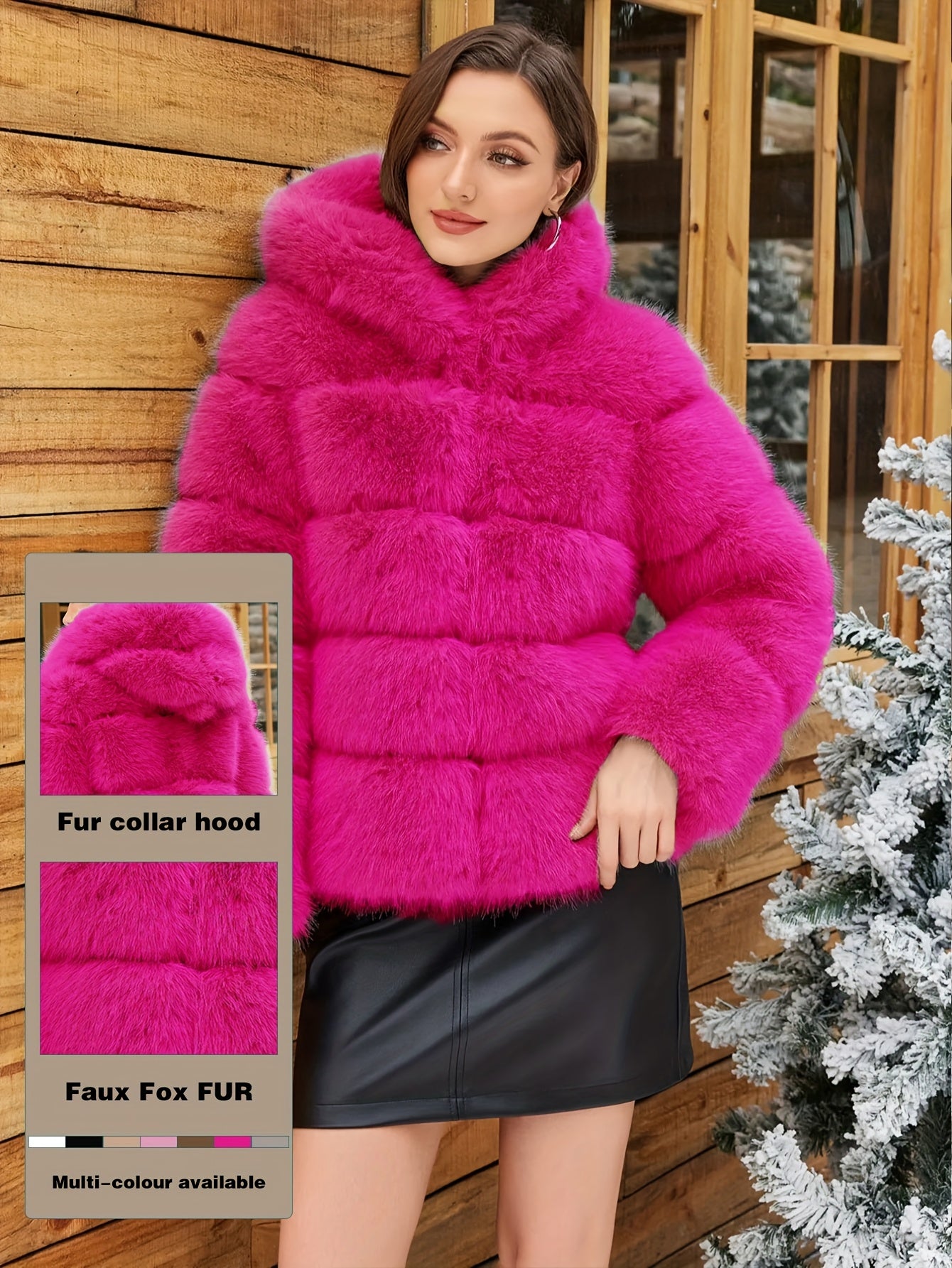 Women's Elegant White faux fur coat - Luxury Winter Outerwear with Single-Button Closure, Machine Washable Cold-Weather Jacket for Evening Events, Parties & Everyday - Chic Winter Coat for Women (Solid Color, O-Line Silhouett