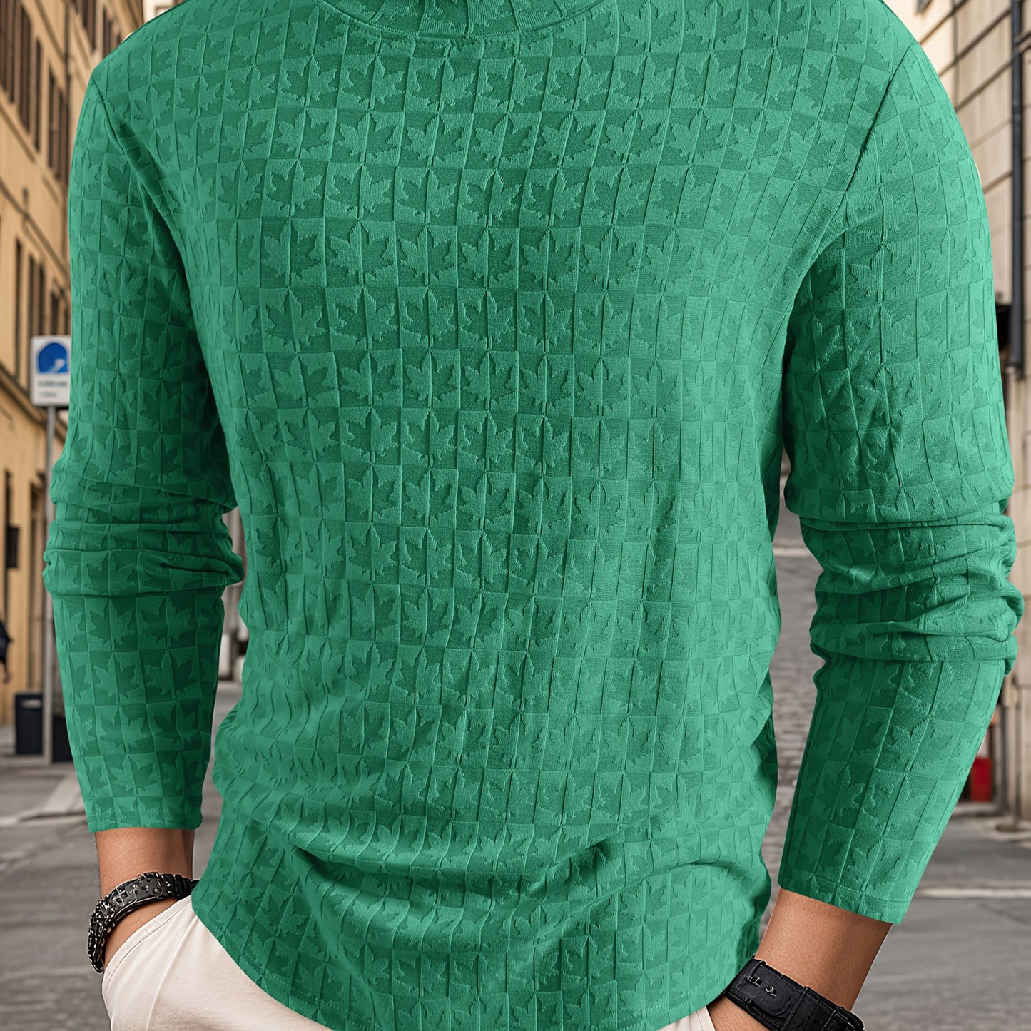 Տղամարդու երկարաթև մարզաշապիկ կիսաբարձր օձիքով, առօրյա ժակարդե հիմք վերնաշապիկի համար, աշնանային և ձմռան համար նախատեսված ոճային և բարձրորակ վերնաշապիկ