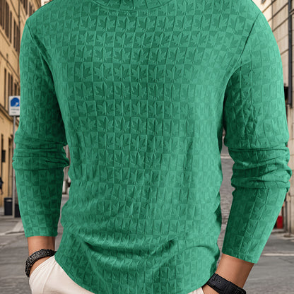 Տղամարդու երկարաթև մարզաշապիկ կիսաբարձր օձիքով, առօրյա ժակարդե հիմք վերնաշապիկի համար, աշնանային և ձմռան համար նախատեսված ոճային և բարձրորակ վերնաշապիկ