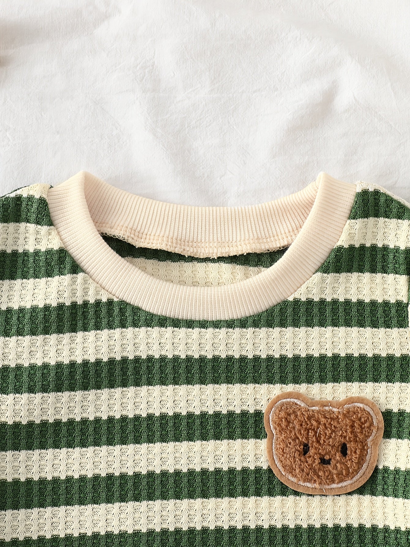 Baby Summer Striped Red White Set with Bear Plush Shorts