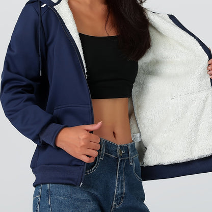 Կանացի ծանր ձմեռային բաճկոն - Ջերմամեկուսացված սառը եղանակի բաճկոն՝ ամբողջական կայծակաճարմանդով, մեծ առջևի գրպաններով - Մանուշակագույն վերնազգեստ առօրյա և պաշտոնական միջոցառումների համար - Ոչ ձգվող պոլիեսթերային գործվածք - Հեշտ խնամքի կանացի վերնազգեստ,