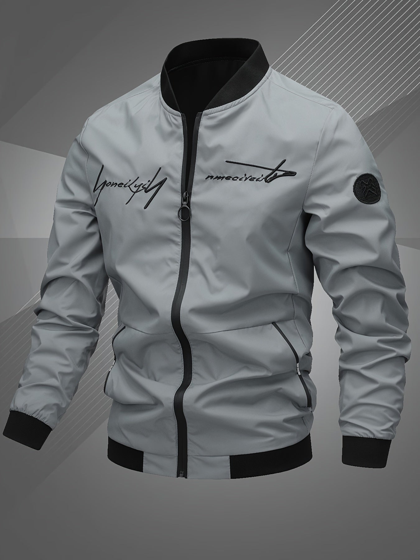 Տղամարդկանց Letter Embroidered Casual Bomber Jacket Gifts Best Sellers