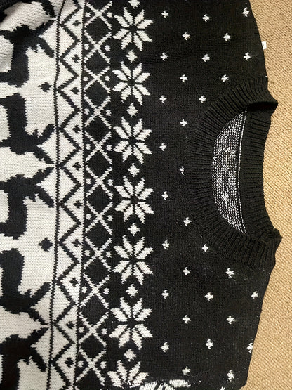 Women'S Christmas Reindeer Print Sweater Dress - Long Sleeve, Round Neck, Ribbed Texture, Green & Holiday Party Outfit, Perfect for Festive Gatherings