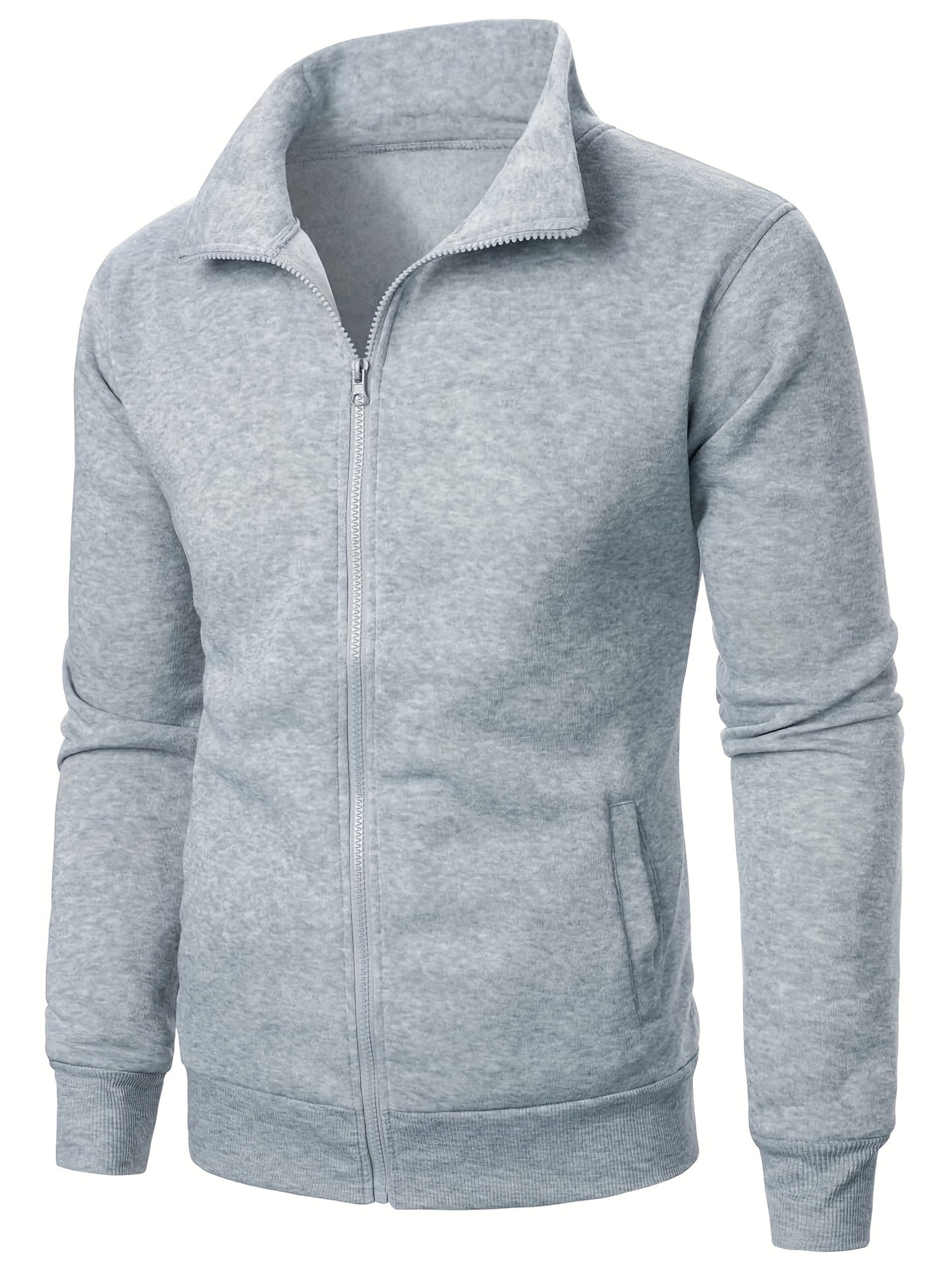 Men'S Heavyweight Thermal Zip-Up Sweatshirt - Thick Winter Pullover with Stand-Up Collar, Full-Zip Front Closure & Side Pockets - Cold Weather Outerwear for Everyday & Formal Wear - Black (Non-Bulky Warmth), Winter Sweater, C