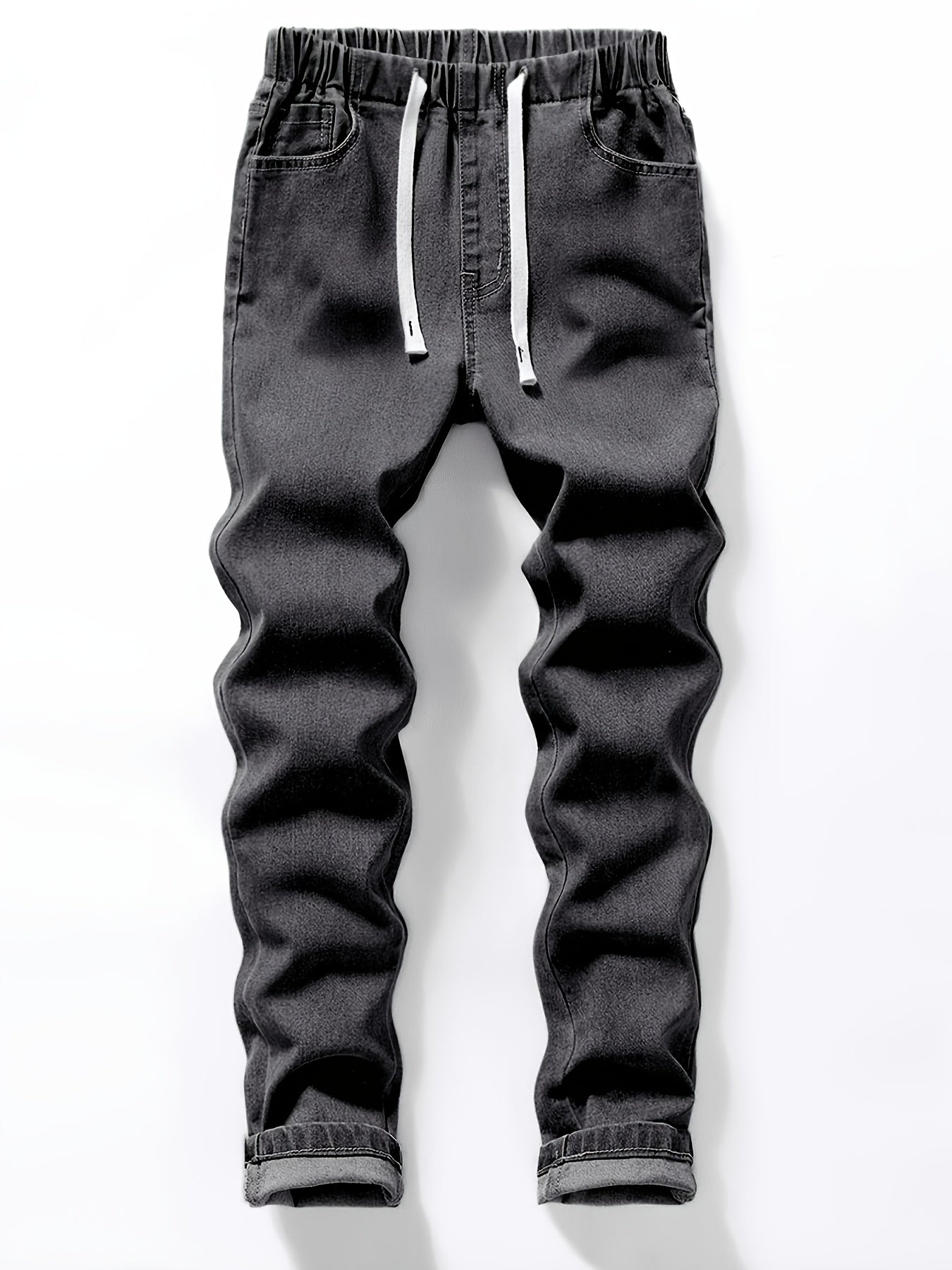 Boys' Slim Fit Denim Jeans with Adjustable Drawstring Waist