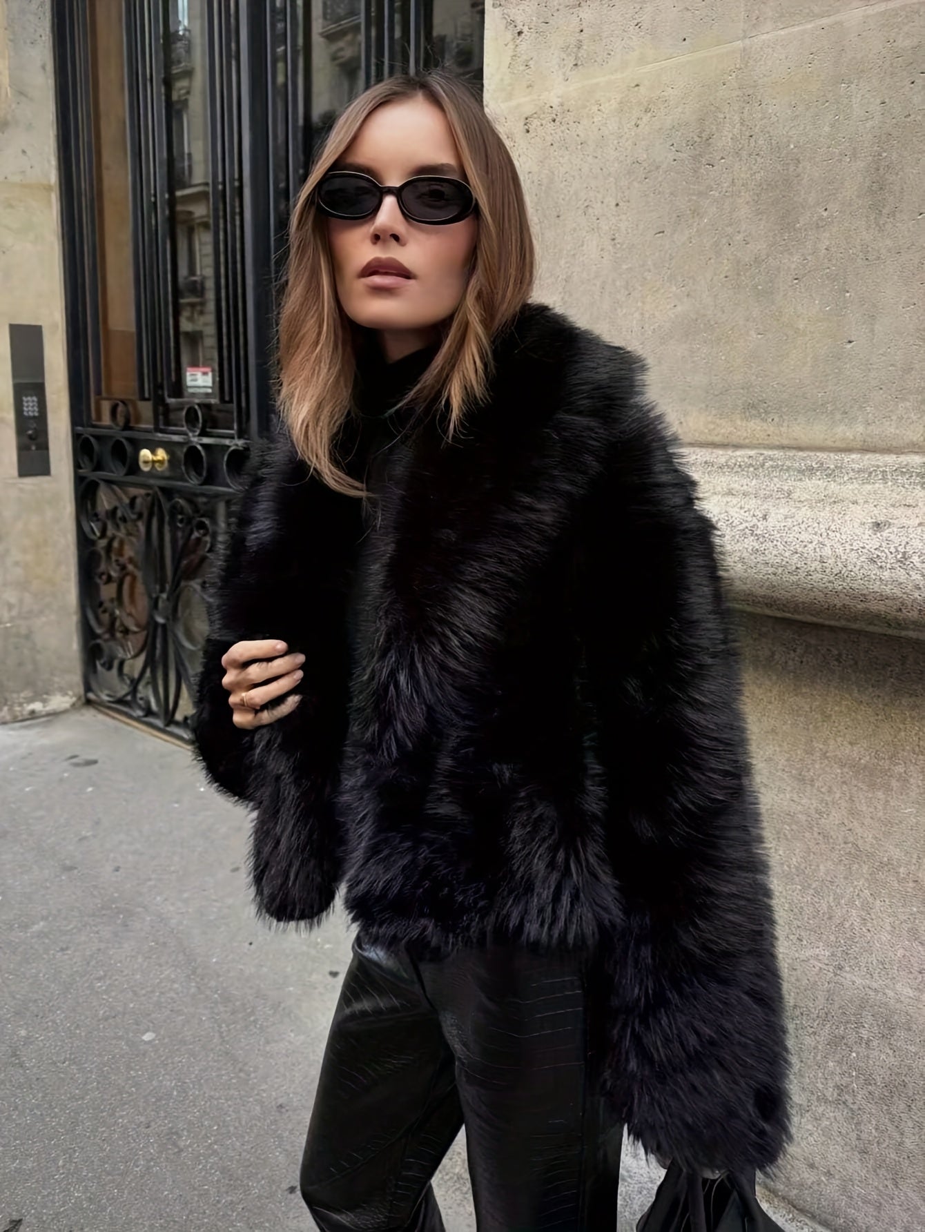 Women'S Thick Fox-like Fur Coat - Elegant Winter Jacket with Button Front Closure, Non-Stretchy Luxury Outerwear for Cold Weather, Chic Coat for Everyday & Formal Events (INDEFEIR), Winter Jacket, Formal Event Attire, Plush T