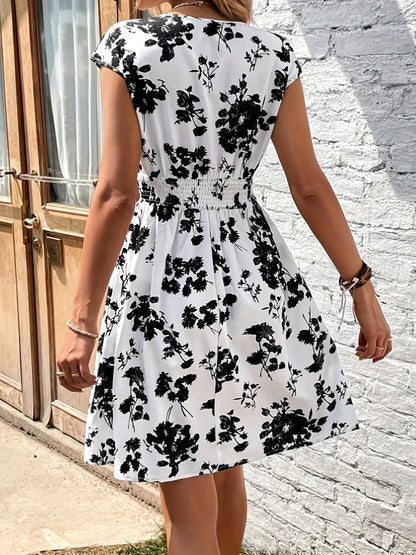 Women's Elegant Floral A-Line Dress for Spring & Summer