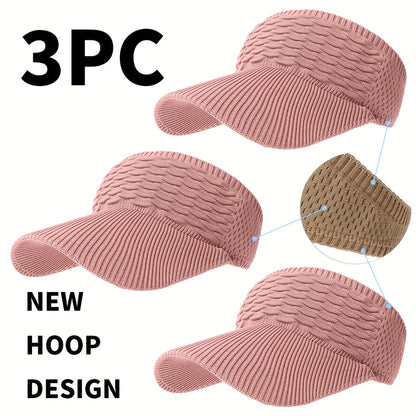 3-Pack Breathable Knit Beanies with Wave Pattern for All-Season Wear