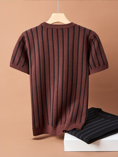 Men's Short-Sleeve Knitted Sweater Crew Neck Fall Winter