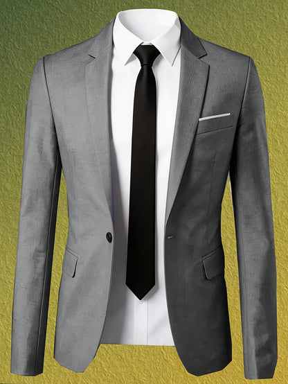 Men's Casual Slim Fit Solid Color Suit Jacket - Lightweight