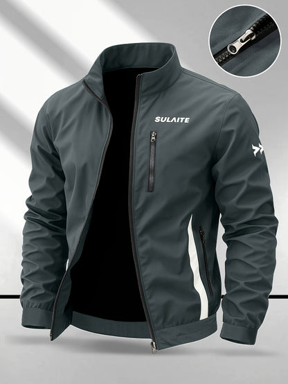 Men's Vintage Casual Bomber Jacket Stand Collar Windproof Coat