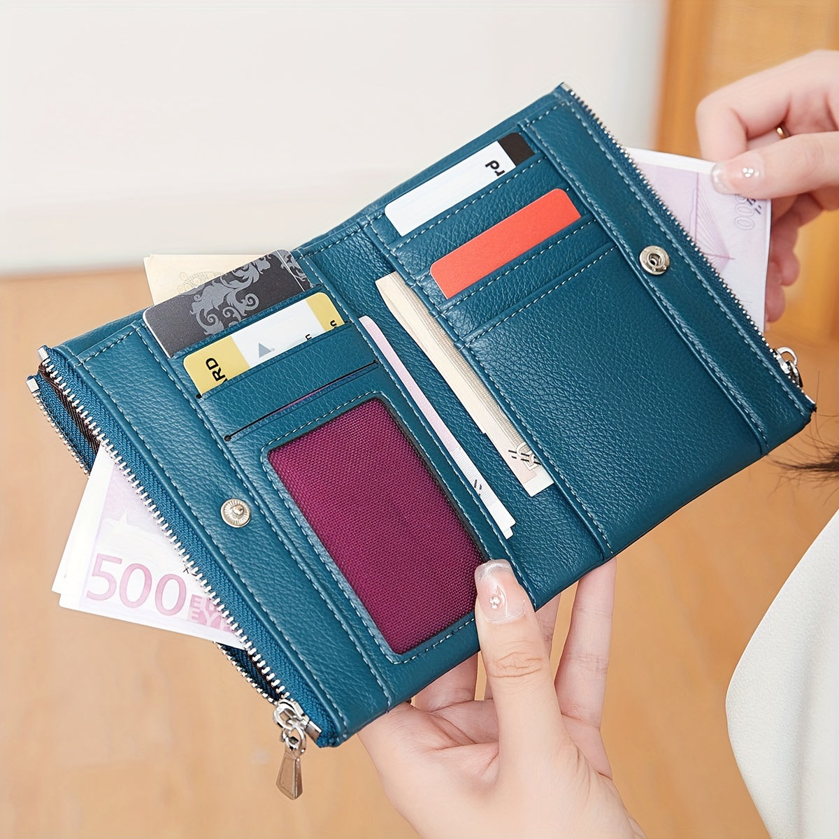 MIYIN Women's Wallet - Large Capacity Double Zipper Credit Card Holder with Coin Pocket, Lightweight Handbag for ID, Cash & Keys, Minimalist for daily Commute & Travel, Easy-Care Design for busy Ladies