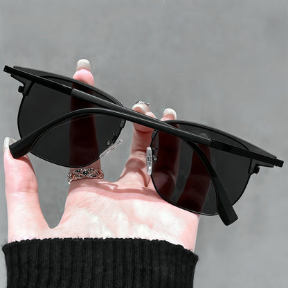 Vintage Semi-Rimless Square Browline Eyeglasses Unisex