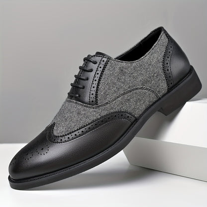 Men's Casual Business Brogue Shoes, Lace-Up Low-Top Loafers