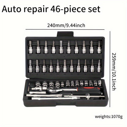 Repair Wrench Set, Ratchet Wrench Set, Socket Wrench Set, Designed for Various Environments Including Automotive Repair and Home Decoration, with Storage Box. 27-GJX