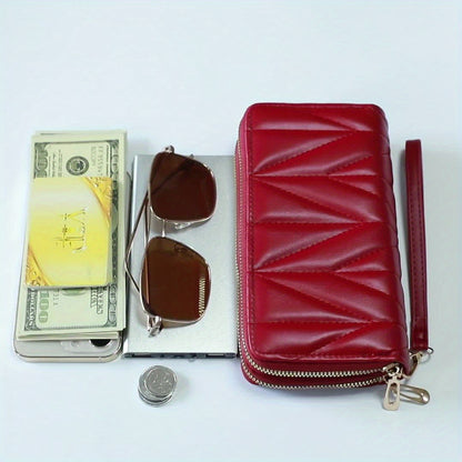 Women'S Stylish Long Wallet with Double Zippers - Casual Style, Card Holder And Coin Purse.