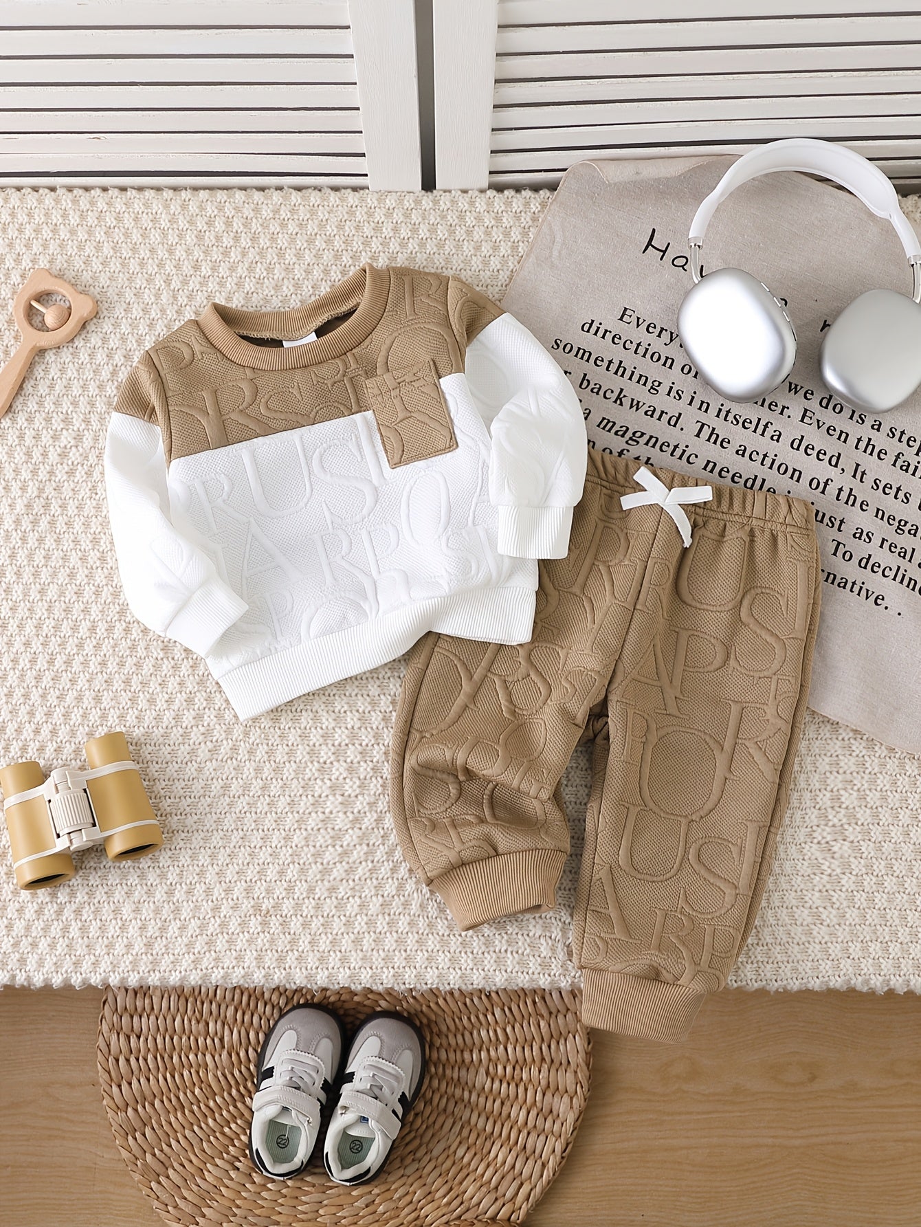 Baby Boys' Fall Winter Jacquard Sweatshirt & Pants Set