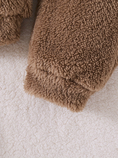 Տղաների աշնանային և ձմեռային նորաձև, առօրյա, պարզ, խելոք, տաք, միագույն, փափուկ, արջուկի տեսքով ասեղնագործված վերնաշապիկով, երկկտորանոց, հիանալի է բացօթյա օգտագործման համար