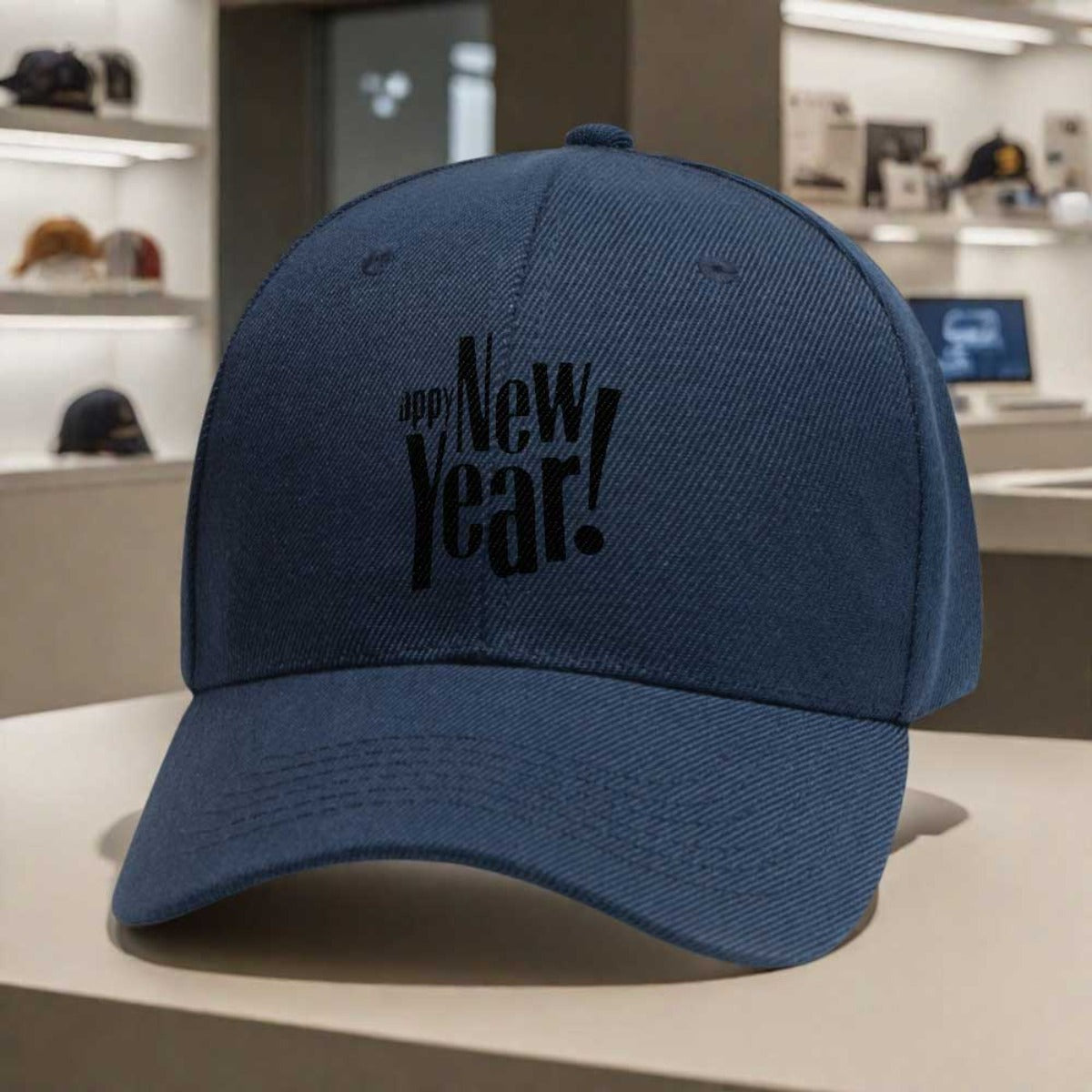 1pc New Year's Eve Party Hat - Adjustable Snapback Cap with Happy New Year Print, Lightweight Unisex Baseball Cap for Men & Women, Black with Bold White Lettering - Perfect for NYE Celebrations, Christmas, New Year's Day, Eve