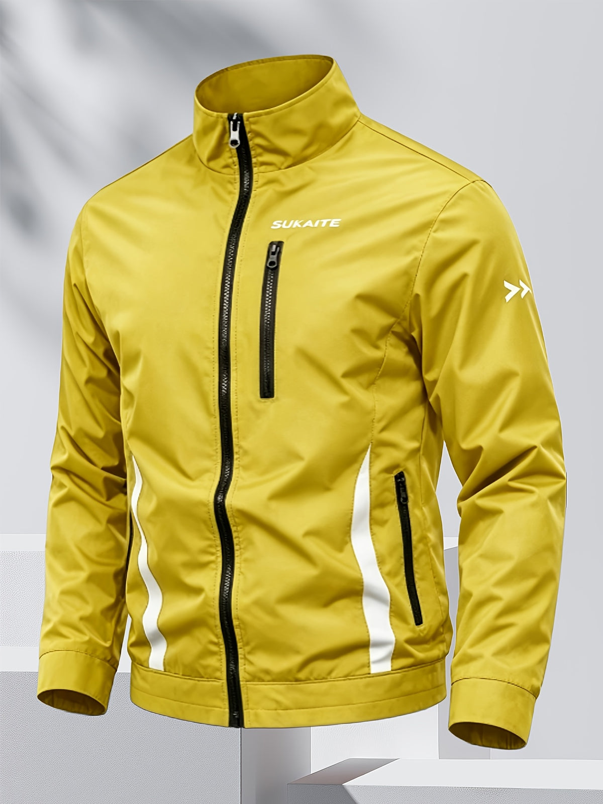 Unisex Casual Sport Bomber Jacket with Stand Collar for Spring-Fall