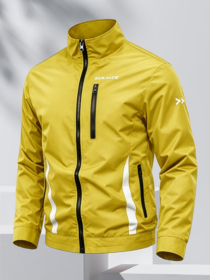 Unisex Casual Sport Bomber Jacket with Stand Collar for Spring-Fall