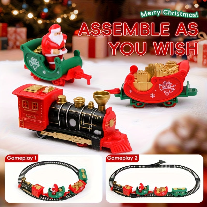 Electric Christmas Train Set | Hanging Christmas Tree Decoration, Indoor & Outdoor Use, Battery Powered, Weather Resistant, Suitable for Children, Red, Green - QWK Brand