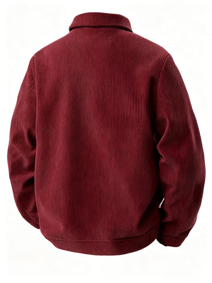 Men's Lightweight Fall Jacket with Lapel Collar and Zipper