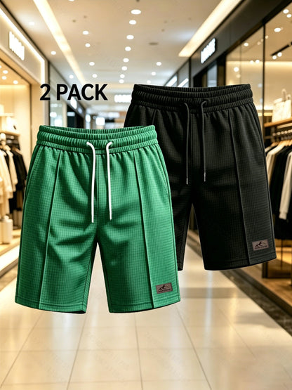 Men's Casual Summer Sports Shorts 2-Pack in Solid Colors