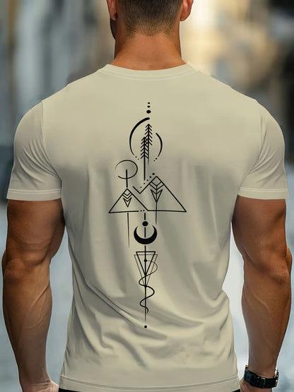Men's 3D Graphic Short Sleeve T-Shirt - Casual Round Neck Tee with Random Print, Machine Washable  Non-Transparent Fabric for Casual Attire, Summer Outfit, Modern Design, Breathable Material, Printed Shirt, Young Adults