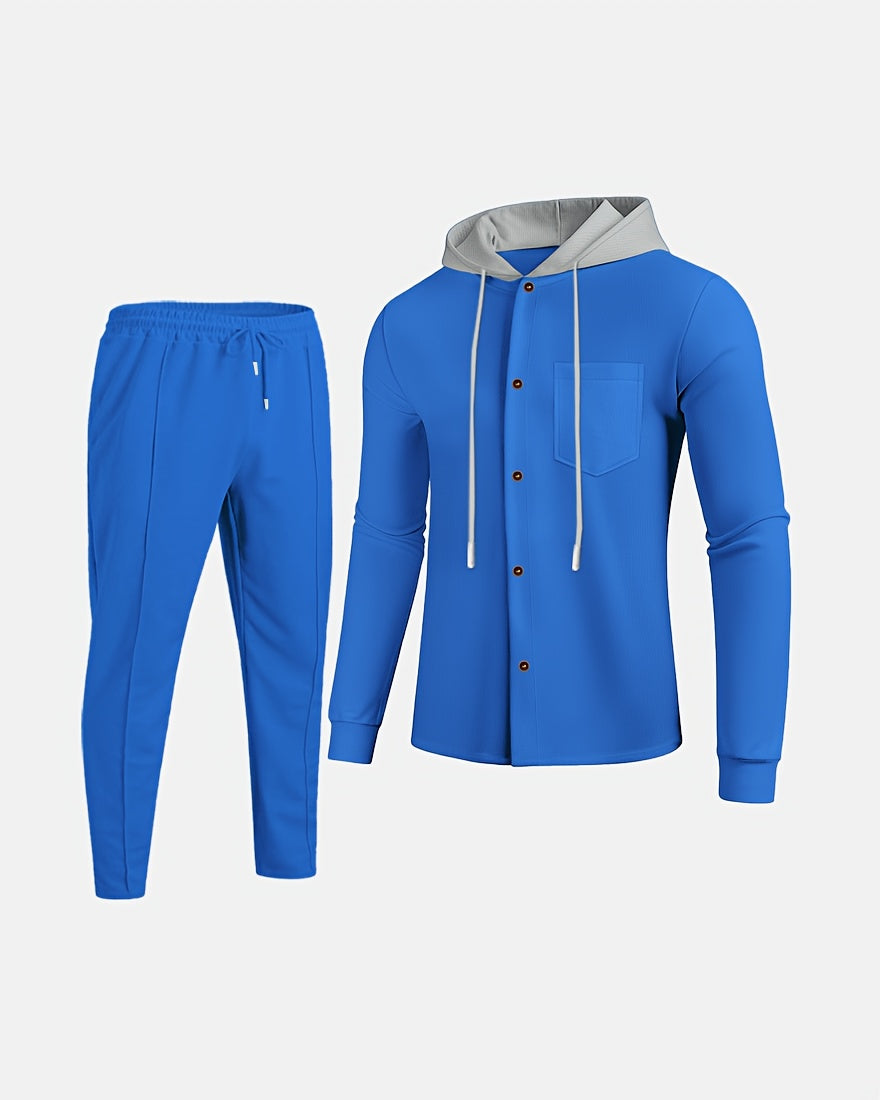 Men'S Lightweight Hooded Cardigan - Long Sleeve Sweater Jacket, Button-Front Closure, Light Grey Casual Outerwear for Office, Casual Attire - Breathable Fall/Spring Layering Essential, Sweater Cardigan, Waffle Texture, Durabl