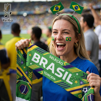 Football Fan Cheer Set - National Flag Scarf, Stickers, Whistle